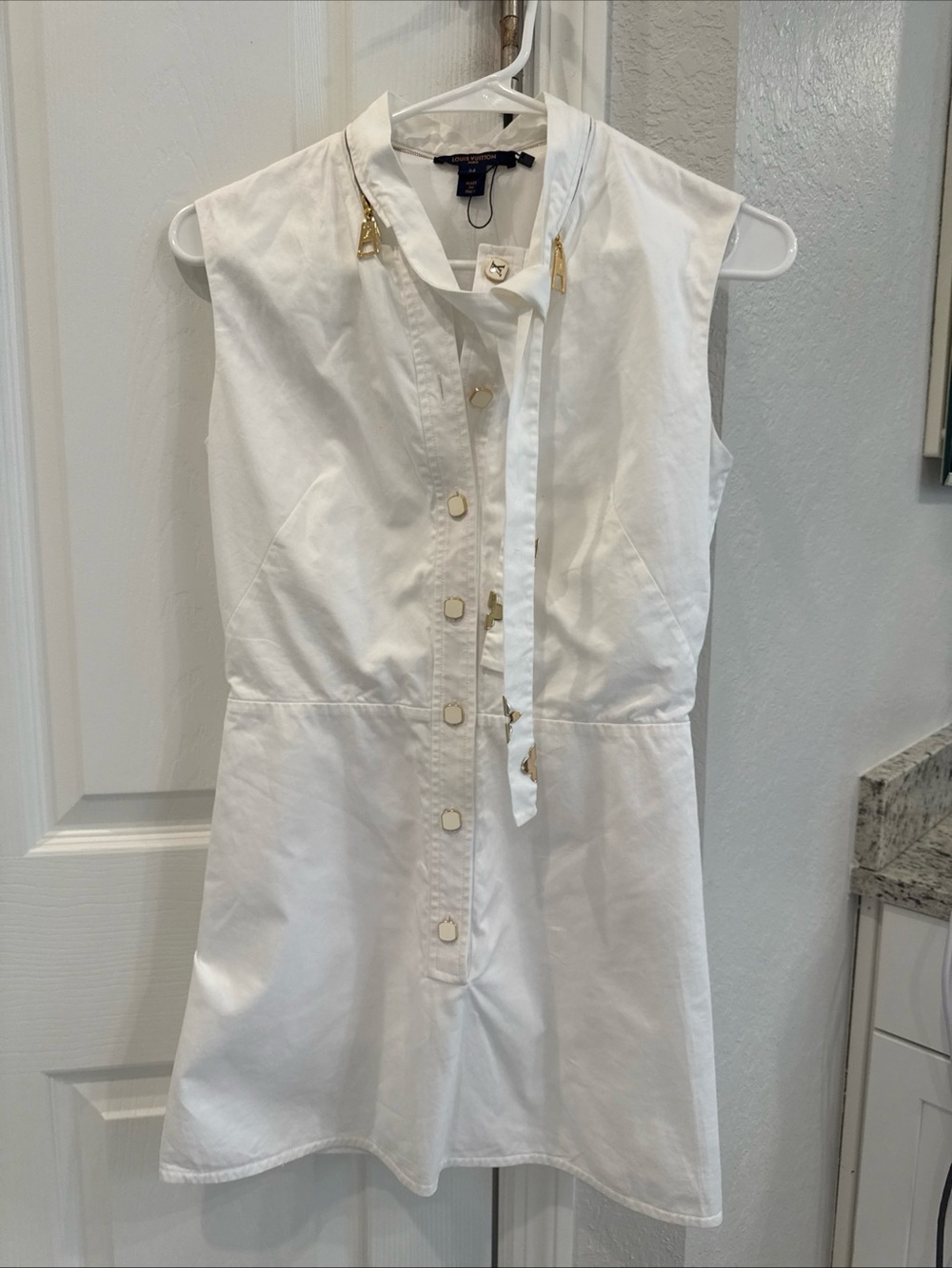 Louis Vuitton White Dress with Gold Hardware